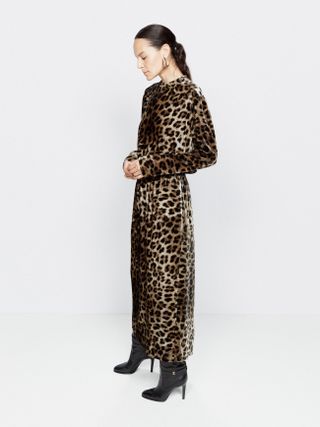 Raey + Long-Sleeve Leopard Velvet Maxi Dress