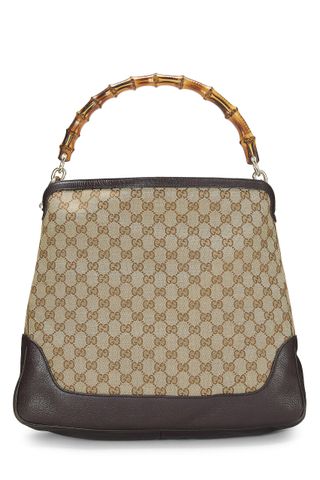 Gucci + Pre-Loved Brown Original GG Canvas Diana Bamboo Hobo Large