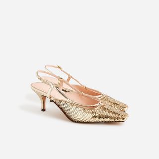J.Crew + Leona Slingback Heels With Paillettes