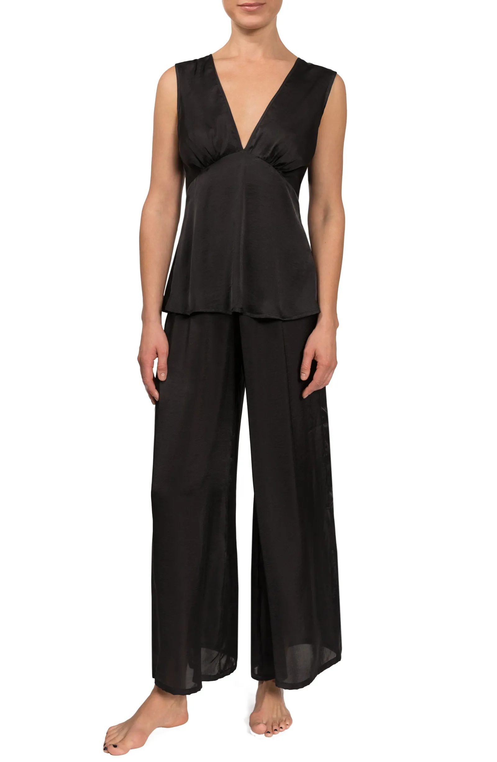 Wide Leg Satin Pajamas