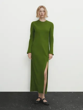 Massimo Dutti + Long-Sleeve Dress