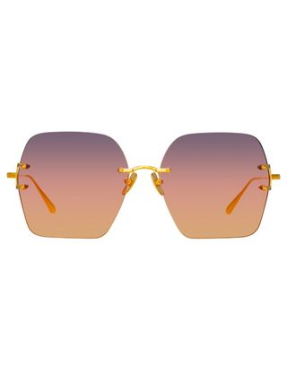 Linda Farrow + Carina Oversized Sunglasses in Yellow Gold