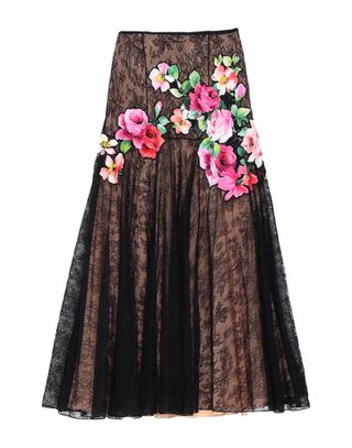 Blumarine + Lace Floral Midi Skirt