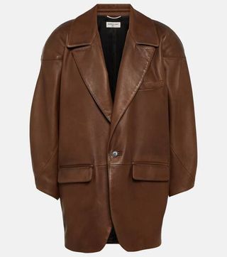 Saint Laurent + Oversized leather blazer
