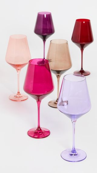 Estelle Colored Glass + Stemware Set of 6
