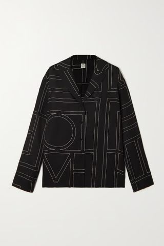 Toteme + Embroidered Silk-Twill Shirt