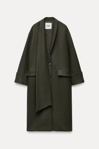 Zara + Manteco Wool Blend Coat With Scarf