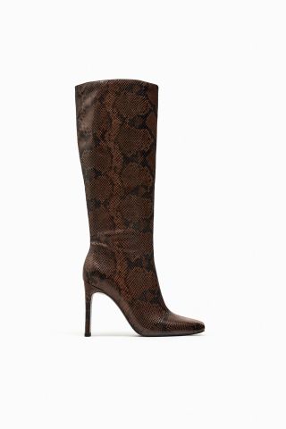 Zara + Animal Print High Heel Boots