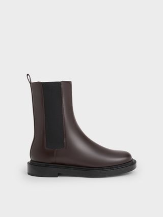 Charles & Keith + Dark Brown Classic Chelsea Boots