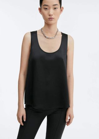 Mango + Silk Top With Wide Straps