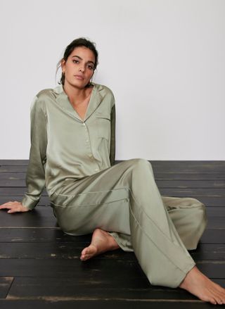 Mint Velvet + Sage Green Pyjama Set