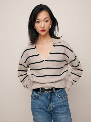 Reformation + Beckie Cashmere Collared Sweater