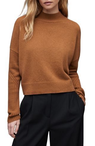 AllSaints + Orion Mock Neck Cashmere & Wool Sweater