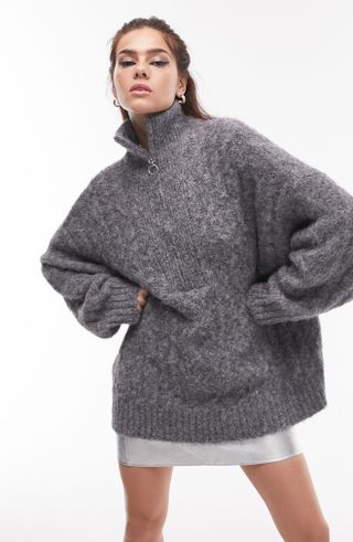 Topshop + Oversize Cable Knit Sweater