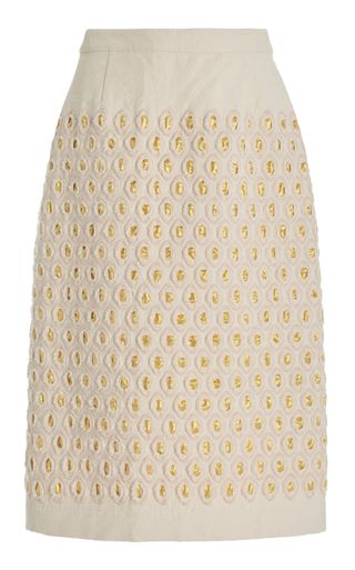 Diotima + Proper Embroidered Cotton Midi Skirt