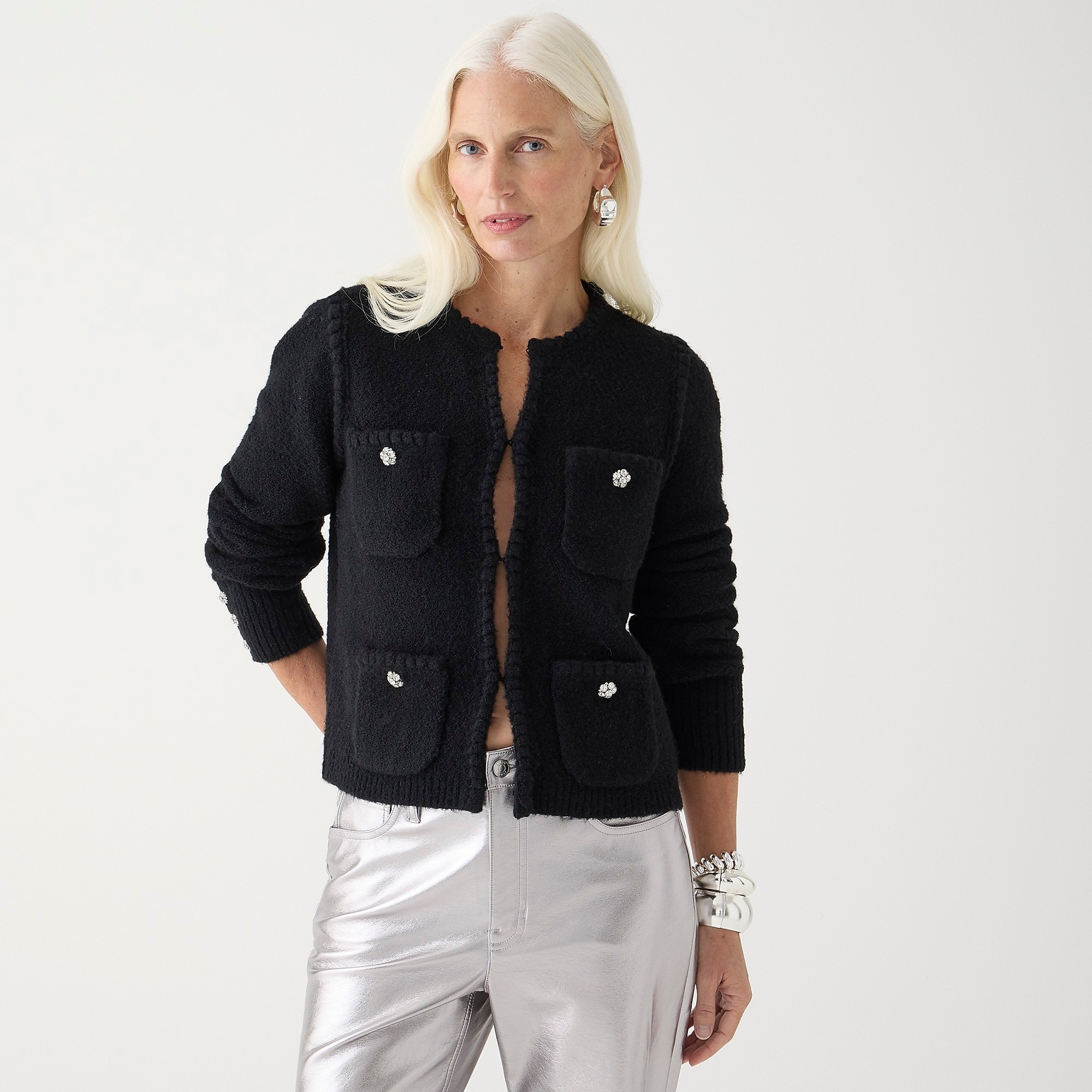 J.Crew + Odette Sweater Lady Jacket With Jewel Buttons