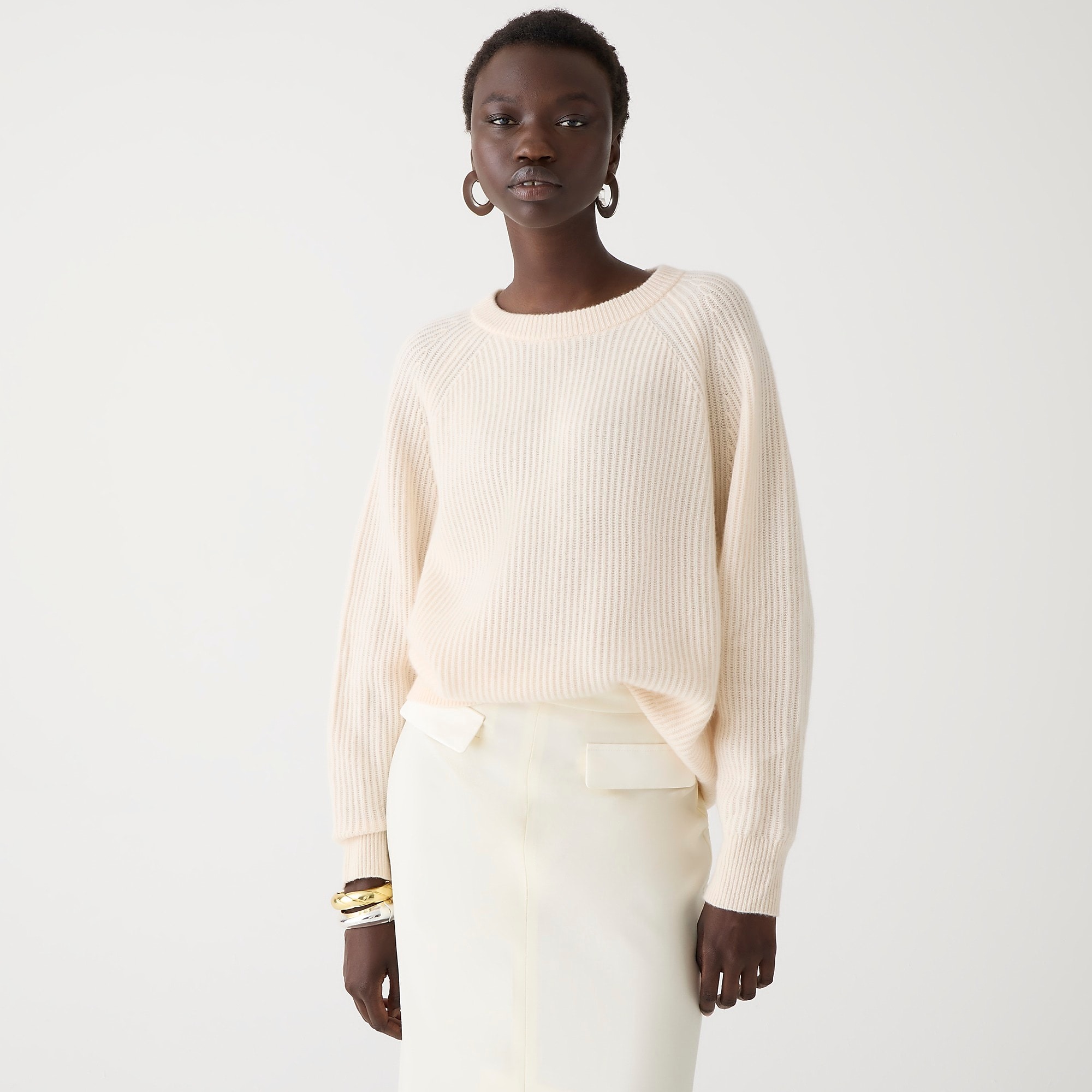 J.Crew + Ribbed Cashmere Oversized Crewneck Sweater