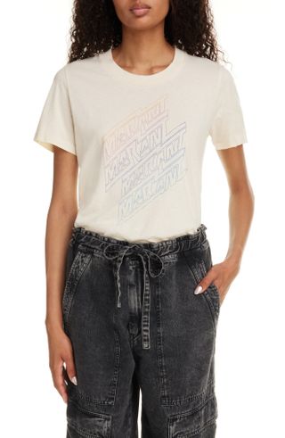 Isabel Marant Étoile + Ziliani Distressed Cotton Logo Graphic T-Shirt