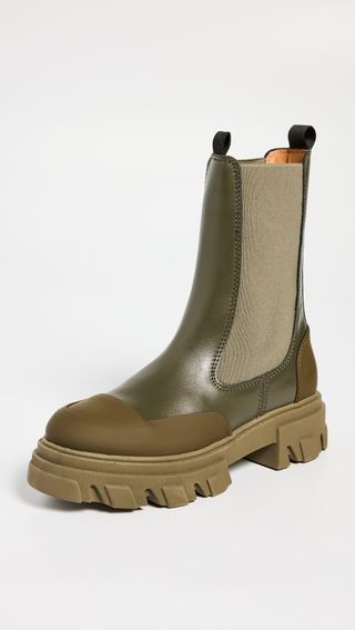 Ganni + Cleated Mid Chelsea Tonal Boots