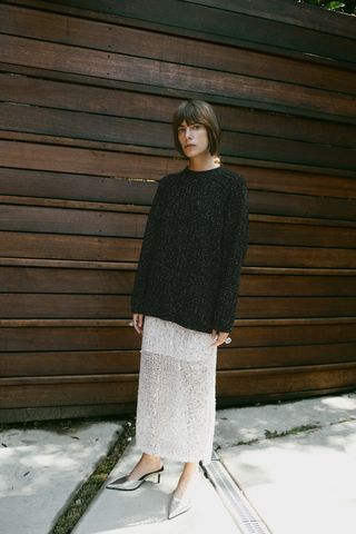 Zara + Oversized Metallic Thread Sweater