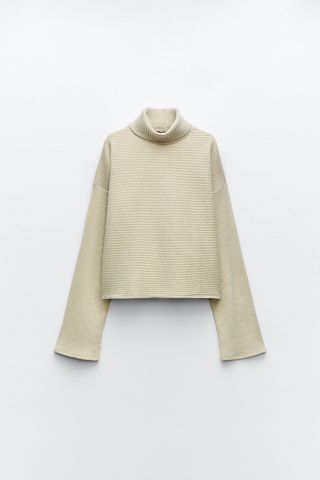 Zara + Shiny Ribbed Sweater