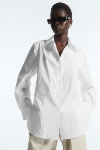 COS + Oversized Cotton-Blend Shirt in White