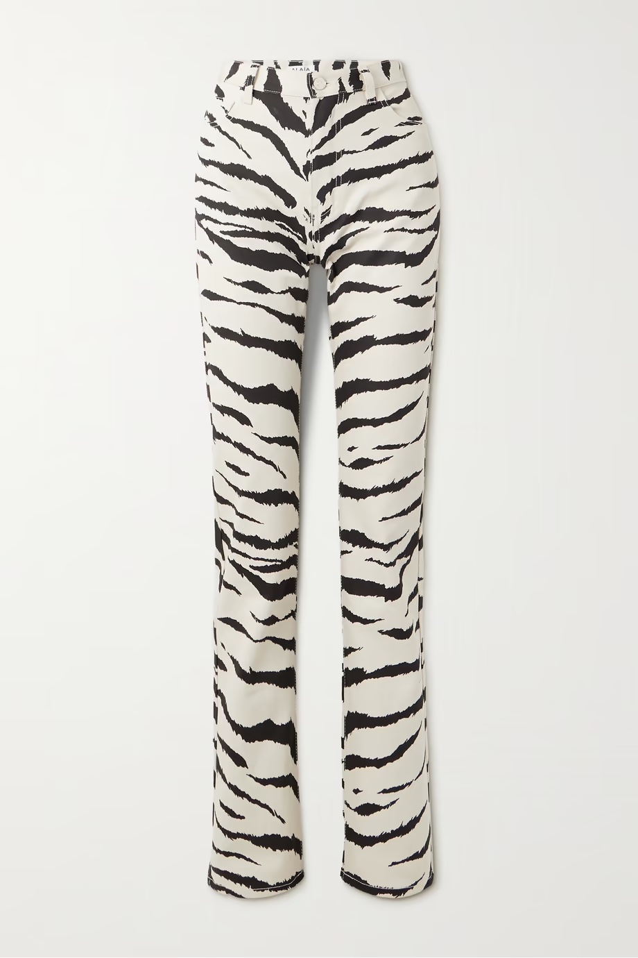Alaïa + Archetypes Zebra-Print High-Rise Straight-Leg Jeans