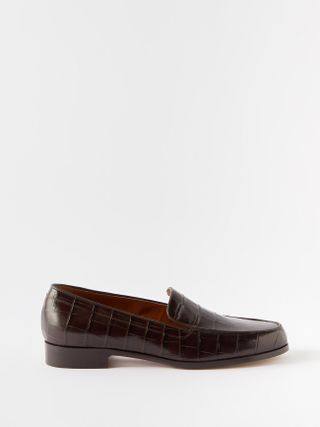 Emme Parsons + Danielle Croc-Effect Leather Loafers
