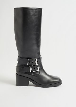 & Other Stories + Biker Mid Calf Leather Boots