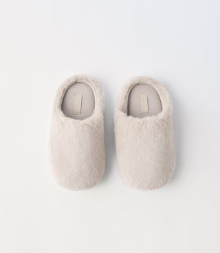 Zara + Faux Fur Slippers