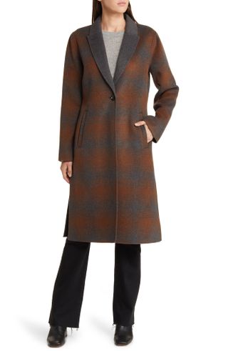 Michael Kors + Notch Collar Wool Blend Longline Coat