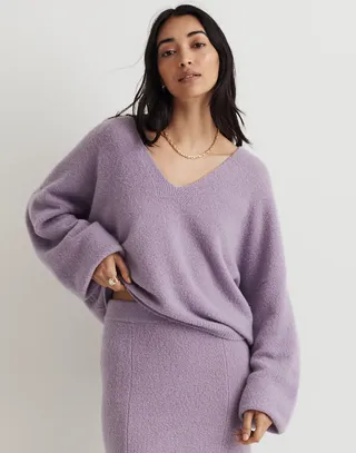 Madewell x Aimee Song + Brushed V-Neck Sweater