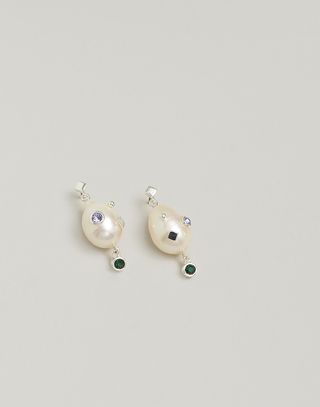 Madewell x Aimee Song + Studded Freshwater Pearl Statement Drop Earrings