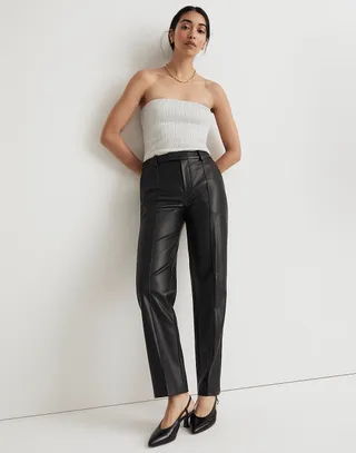 Madewell x Aimee Song + Slim Tapered Pants in Faux Leather