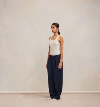 Ami Paris + Straight fit trousers in wool and viscose twill