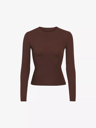 SKIMS + Fits Everybody Stretch-Jersey T-shirt in Cocoa