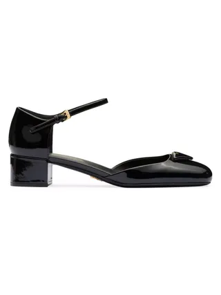 Prada + Open-Sided Patent Leather Pumps