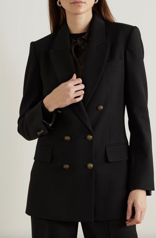 Frame + Double-Breasted Crepe Blazer