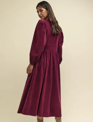 Nobody's Child + Burgundy Cord Long Sleeve Starlight Midaxi Dress