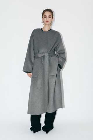Zara + Double Faced Wool-Blend Coat