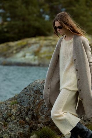 Zara + Wool and Alpaca Blend Long Knit Skirt