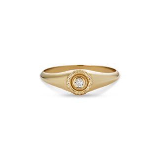 Stone and Strand + Pleated Diamond Signet Ring
