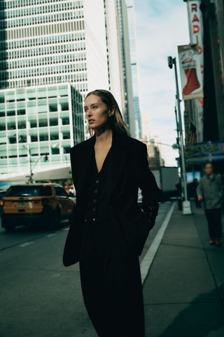 Zara + Wool Blend Blazer and Interior Vest