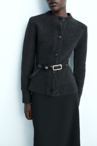 Zara + Fitted 100% Wool Cardigan