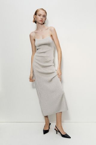 H&M + Glittery Fine-Knit Maxi Dress