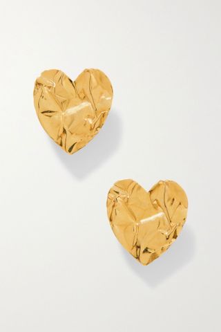 Oscar De La Renta + Crushed Heart Gold-Tone Earrings