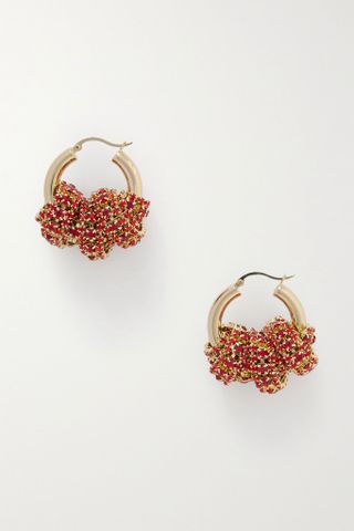 Pearl OCTOPUSS.Y + Disco Fringe Gold-Plated Crystal Hoop Earrings