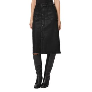 Paige + Meadow Midi Skirt in Black Fog Luxe Coating