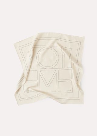 Toteme + Embroidered Monogram Silk Scarf Creme