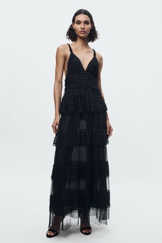 Zara + Ruffled Tulle Dress ZW Collection